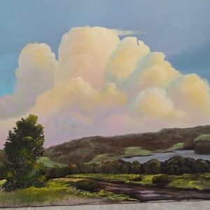 Jim Dougherty Original Oil Painting 20x24 Landscape Clouds & Tree Signed Canvas